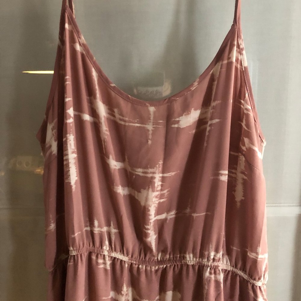 Pink and White Modern Print Maxi Dress